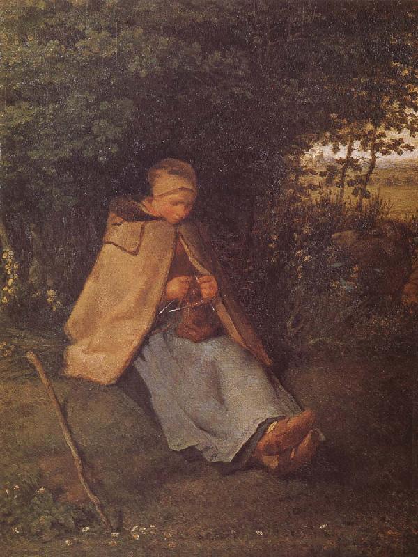 Jean Francois Millet Shepherdess sewing the sweater oil painting picture